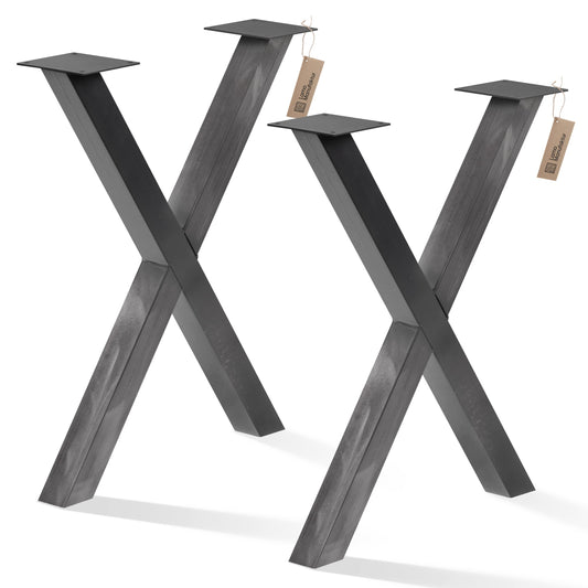 LAMO Manufacturer Table Legs for Dining Table | Desk, Light Mark | Square profile 60x60 mm, Table frame 60x72 cm (WxH), Raw steel with clear lacquer | 2 pieces, LTS-03-G-CC-0000