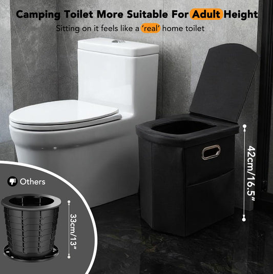 EASTSTORM Foldable camping toilet, 42 cm seat height like at home, emergency toilet for adults & children, garden, fishing, tent, bedroom, road trips, beach. Weight capacity 200 kg.