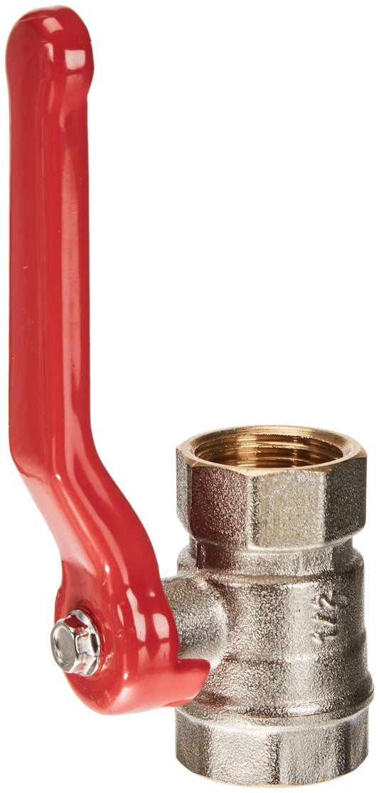 Master ball valve - 19.17 mm (1/2 inch) NPT - With long steel lever & full bore - Female thread on both ends - High-quality brass / Shut-off valve for water pipes / Faucet / FLOR92605