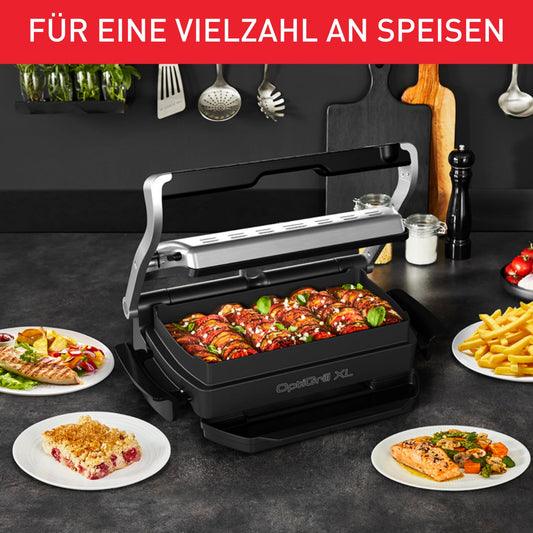 TEFAL OptiGrill Snacking & Baking Tray, non-stick coated, heat-insulated handles, for casseroles, pizza, bread & desserts, compatible with OptiGrill + and Elite, dishwasher safe, black, XA725870