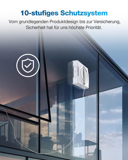 ECOVACS WINBOT W2 window cleaning robot, edge cleaning mode, triple nozzle water sprayer, 10-level safety system, app control, Winbot Electric