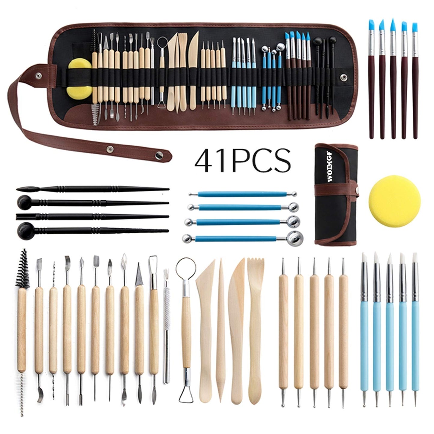 WOMGF Modeling Tool Set Pottery Tool 41 Pieces Polymer Clay Sculpting Tool Ceramic Sculpture Clay Kit for Arts and Crafts, Sculpting, Carving Art Supplies
