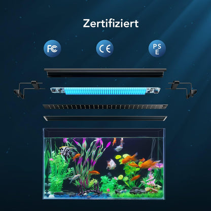 Honpal Aquarium Lighting LED Aquarium Lighting 90cm-120cm 18W Blue Aquarium Lamp with Timer for Freshwater Aquariums 3 Mode Dimming 24/7 Lighting Cycle