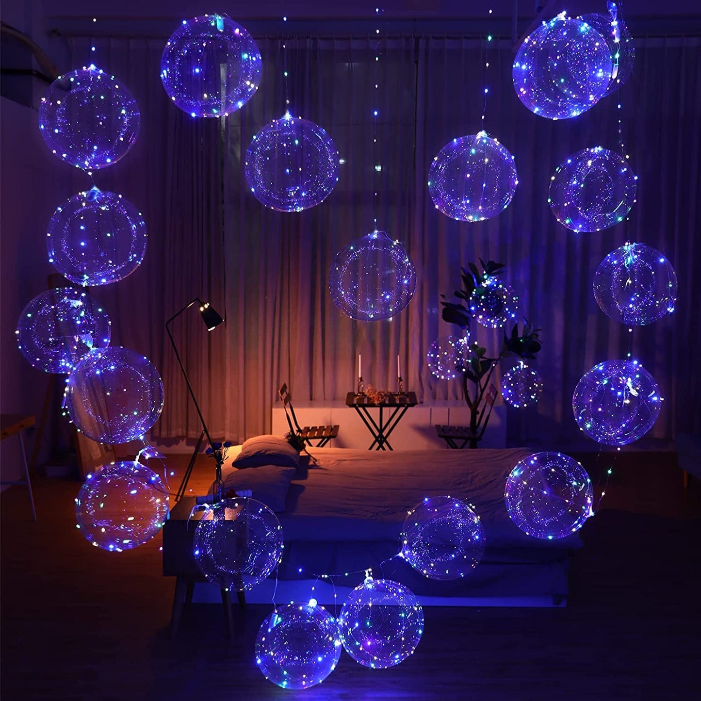 10 Pack Glow in the Dark Balloons, LED Balloons Colorful Transparent Balloon, Bobo balloon with fairy lights