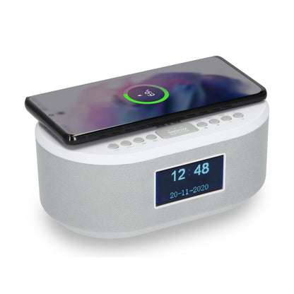 AIC radio alarm clock DAB with charging function Bluetooth QI function USB dual alarm 18DAB white