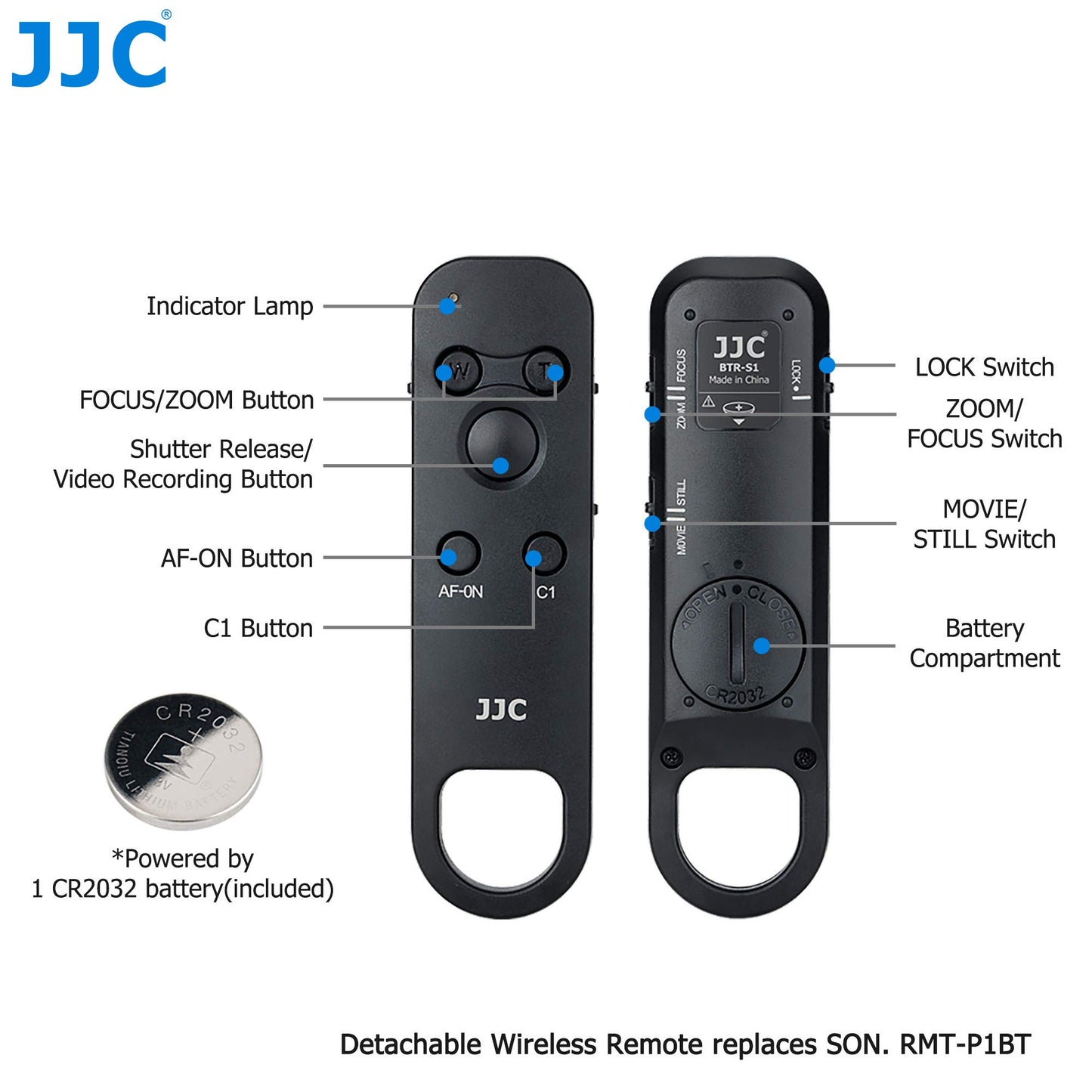 JJC Bluetooth Handgrip Remote Control for Sony ZV-E10 ZV-1 ZV-1F A6700 A6600 A6400 A6100 A7C A7SIII A7III A7RIII A7RIV A7RV RX0II RX100VII Vlogging Cameras Replaces GP-VPT2BT Mini Tripod Handle Tripod Stand