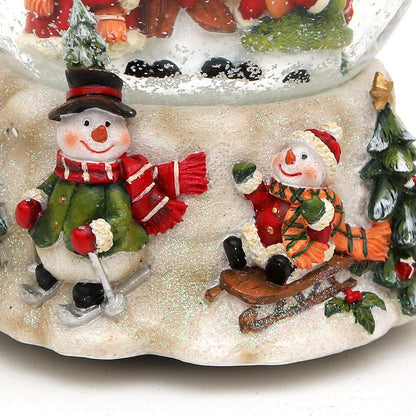 Snow globe, snowman trio, with music box, melody: O Holy Night, dimensions: 13.5 x 12 x 14.5 cm, ball diameter 10 cm.