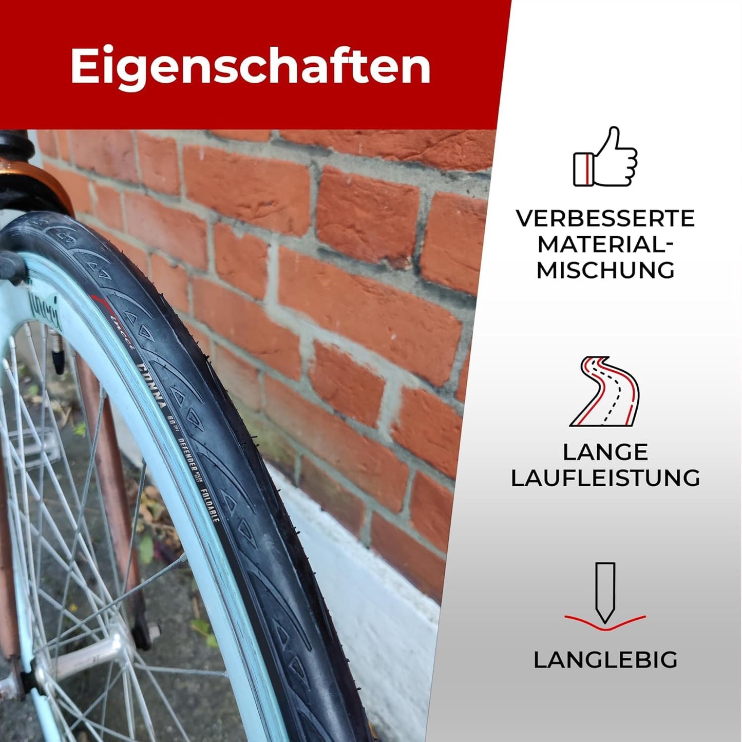 Fincci 28 Inch Bicycle Tires - Pair of 23-622 700x23c Tires with 28 Inch Bike Tubes and 1mm Puncture Protection, 60 TPI, for Road Bike, City Riding, Touring Bike Race, e Bike, 2 Pack Bike Accessories.