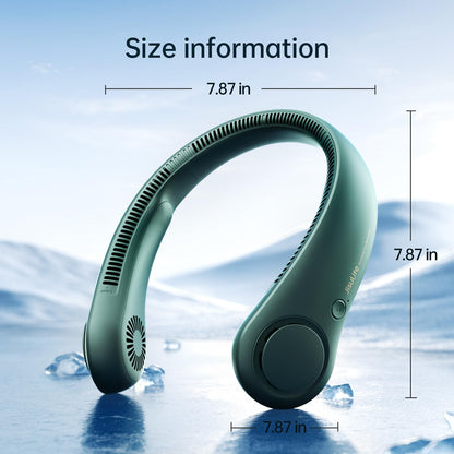 JISULIFE Portable Neck Fan, Bladeless Neck Fan, 5 Speeds, 4000mAh Battery Operated Portable Personal Fan, Gift for Women and Men - Dark Green