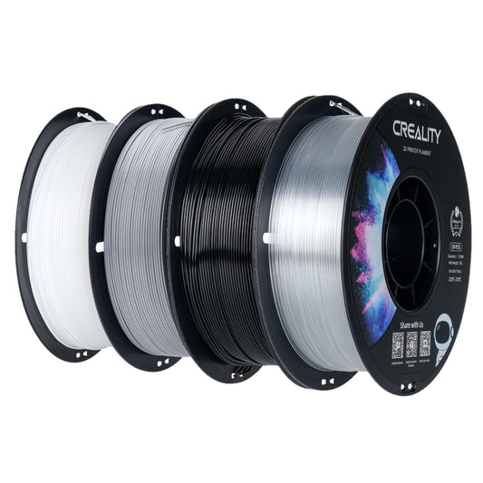 Creality CR-PETG Filament 1.75mm 4kg, 3D printer filament PETG 4 x 1kg spool, White+Black+Grey+Transparent, Dimensional accuracy +/-0.02mm Vacuum packaging