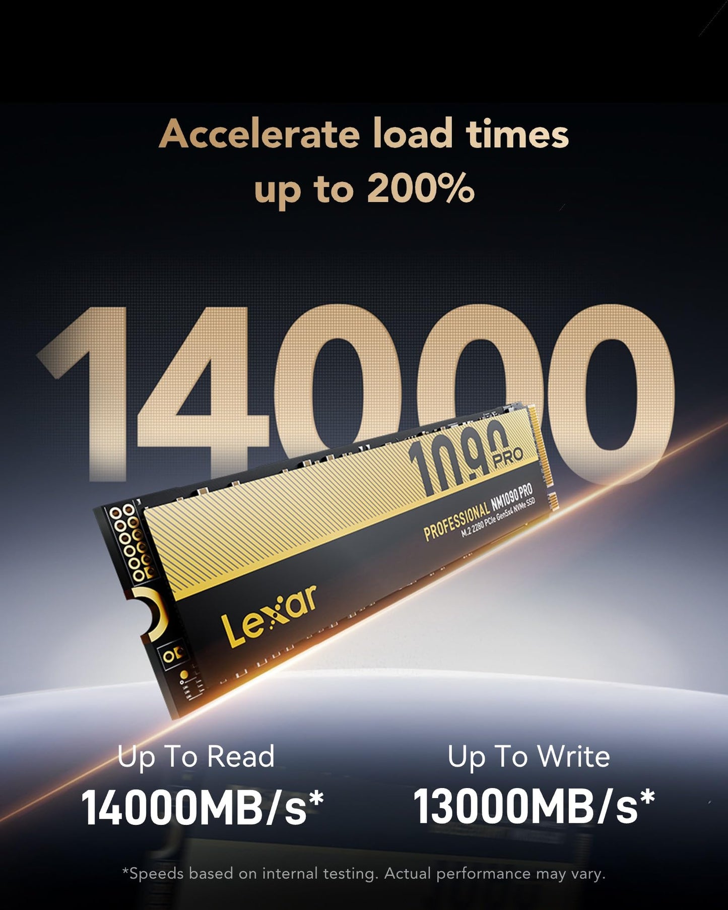 Lexar SSD 2TB PCIe 5.0 Gen5 NVMe SSD - Up to 14,000MB/s, Advanced thermal control, DirectStorage SSD for AI workloads, gaming, & content creation laptop/PC.