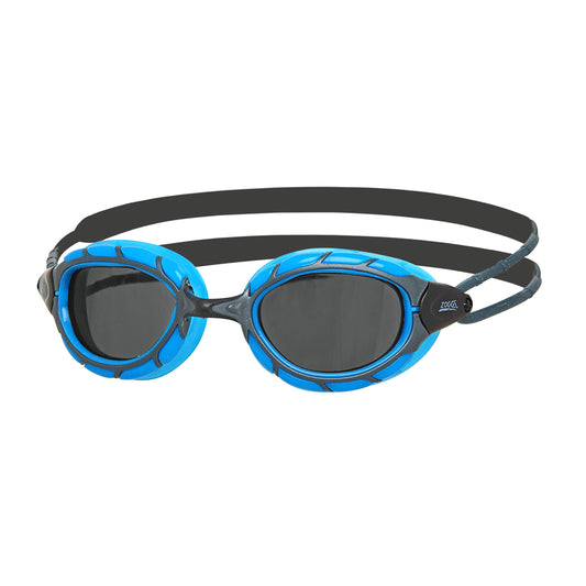 Zoggs Predator Swim Goggles Adult, Men and Women - UV Protection, Anti-Fog, Comfortable Fit & Easy Adjustable Straps Smoke Lens, Blue/Black, Regular