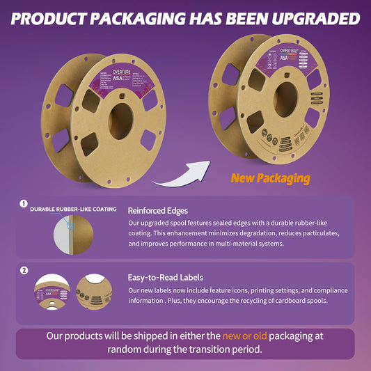 OVERTURE ASA Filament 1.75mm, 1kg spool (2.2lbs), Accuracy +/- 0.03mm, for 3D printers (Purple)