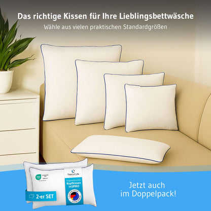 Pillow 40x60 inSPIRO, premium pillow developed by sleep experts. Ergonomic pillow for side sleepers, back sleepers, stomach sleepers. Ideal cervical pillow. Pillow made in EU.