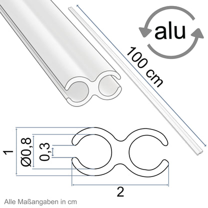 Aluminum double keder rail 1 meter keder strip Ø8mm (suitable for 5-7mm keder) - Aluminum profile keder rail for caravan motorhome - Tent awning skirt railawning rail