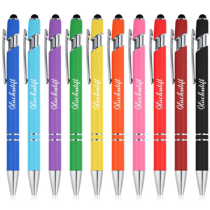 Tenare 20pc Lucky Pen Black Ink Ballpoint Pens with Touchpen Inspirational Printed Ballpoint Pens for Exam High School Encouragement Recovery Colleagues Families (Vibrant Colors)