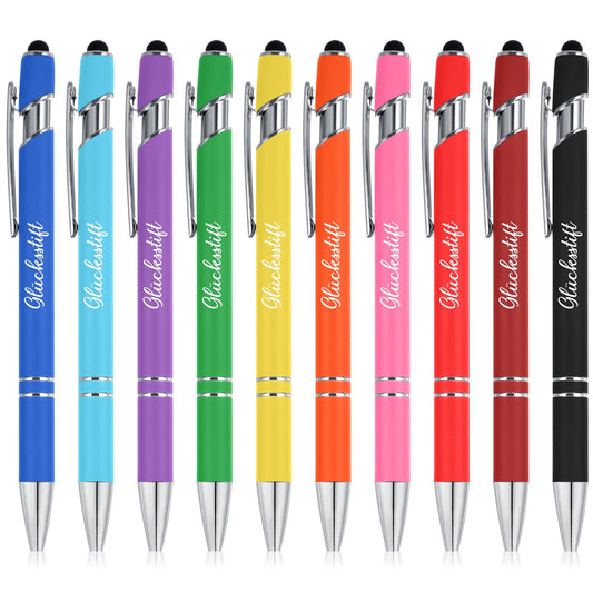 Tenare 20pc Lucky Pen Black Ink Ballpoint Pens with Touchpen Inspirational Printed Ballpoint Pens for Exam High School Encouragement Recovery Colleagues Families (Vibrant Colors)