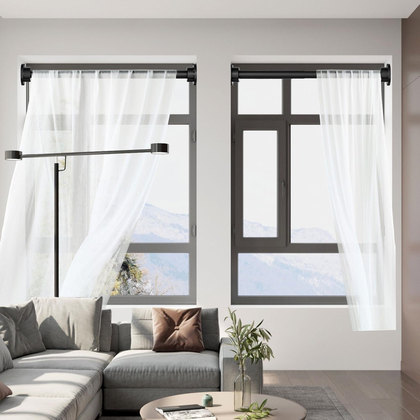 Onpira® telescopic shower curtain rod, adjustable without drilling - available in 5 lengths (40-240cm) & 3 colors - stainless steel telescopic rod for bathroom & shower, White or Black (95-150cm, Black)
