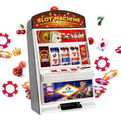 Slot Machine XL, one-armed bandit in game machine design with lights and sounds, coin-operated game machine for kids and adults, casino machine for real money.