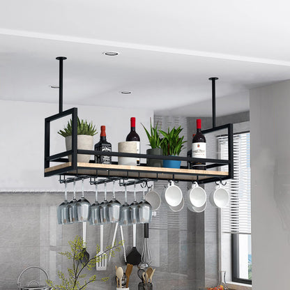 DSVONAUS Ceiling Wine Rack, Hanging Wine Glass Rack made of Metal, 140cm Bar Display Wine Storage Holder, Industrial Ceiling Rack Hanging for Bar Restaurant Cafe Kitchen