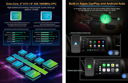 7" Android 14 car radio for VW Touareg T5 Multivan GPS Navigation Carplay Android Auto DSP Bluetooth 5.0 A2DP WiFi 4G Dab+ OBD2 TPMS DVD Touchscreen Octa Core 4GB RAM + 64GB ROM