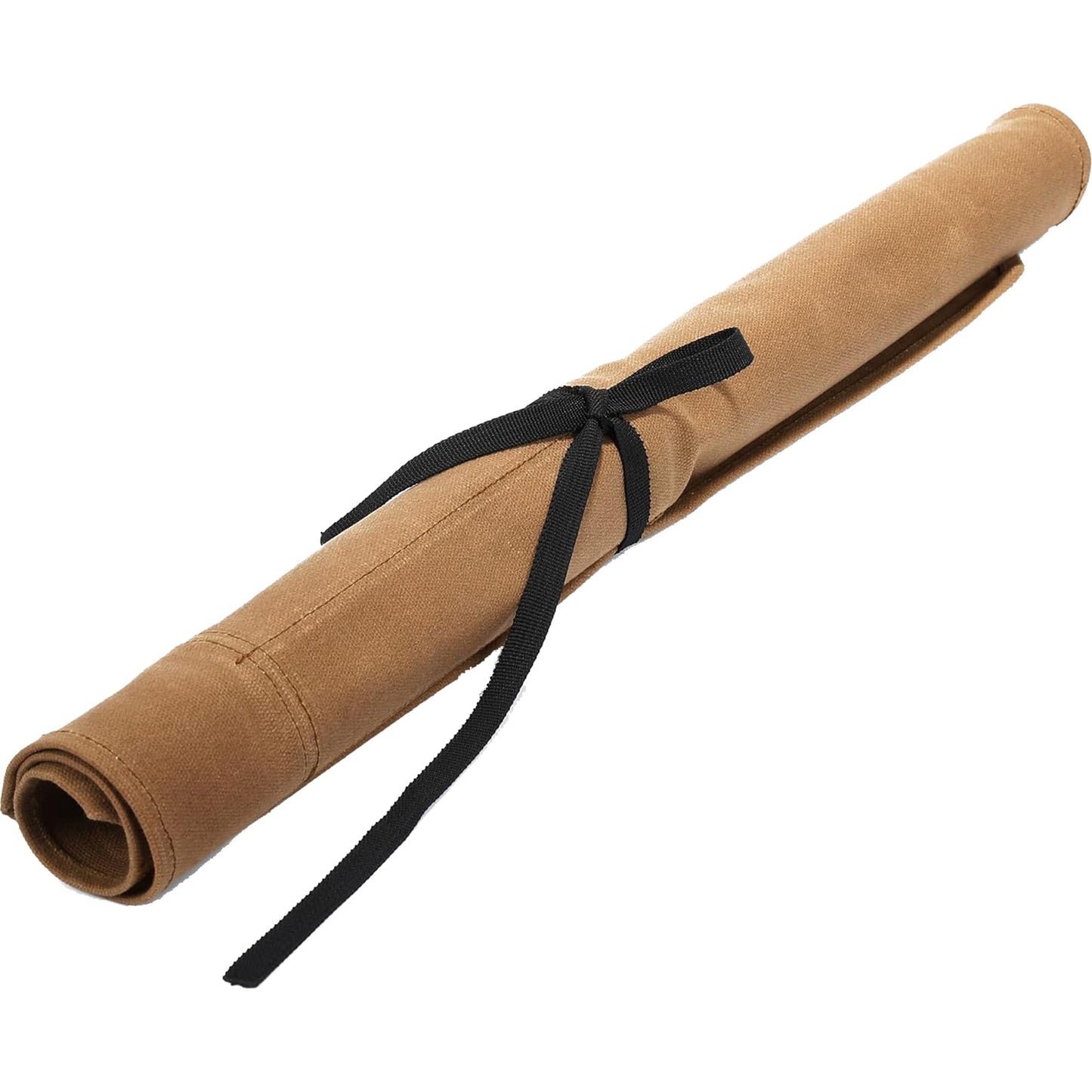 Professional chef knife roll, kitchen knife storage bag, waxed canvas, multi-purpose tool roll with 7 slots, khaki color.