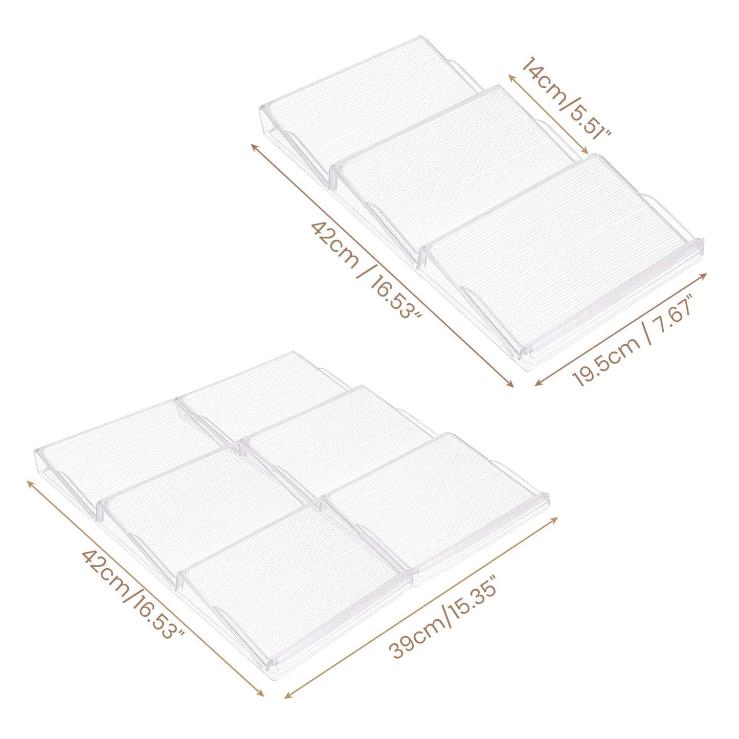 BELLE VOUS Spice Rack Drawer Pull Out, Spice Organizer Drawer 3 Tiers (2 Pcs) - Spice Storage Drawer Insert for Salt, Spices, Vitamins