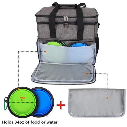 Teamoy travel bag for dog gear, perfect for carrying pet food, treats, toys, and other essentials. Great for travel, camping, or day trips. (Large, gray)