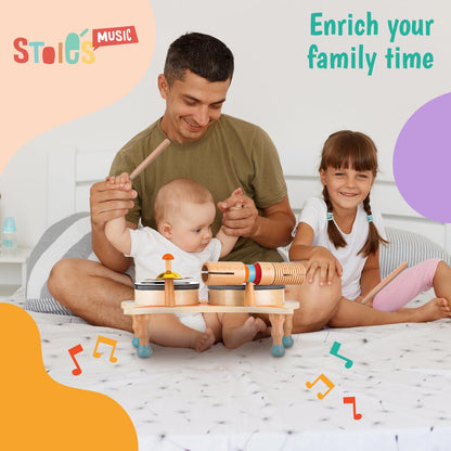 Stoie's Baby Drum Set for kids aged 1-6 years old - Montessori musical instruments