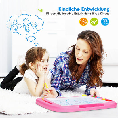 SGILE Large Magnetic Drawing Board Magic Doodle Board, 42x32cm Sketch Pad Magic Drawing Board Painting Board with 4 Shape Stamps for Kids Ages 3+ Gift, Pink