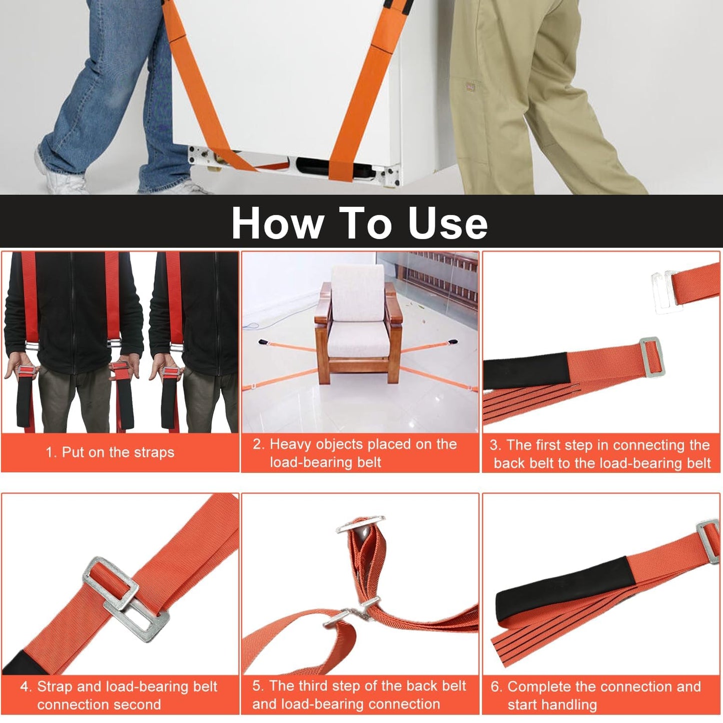 4 Pieces Moving Straps, Polyester Moving Straps for Furniture Movers, Multipurpose Furniture Moving Straps, Double Shoulder Dolly Transport Straps, Suitable for Moving Furniture.
