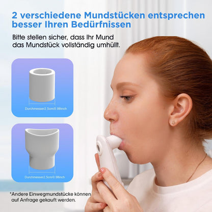 Peak Flow Meter 2.0 with Bluetooth, lung trainer for adults and children to monitor lung function, 300 historical data with time, for asthma COPD, PEF & FEV1, risk indicator, APP.