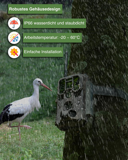 Meidase P200P trail camera with WiFi Bluetooth, 48MP 1296P, 30m night vision, 0.1s motion activation, IP66 waterproof, mobile app transmission, 8000mAh rechargeable battery, outdoor surveillance