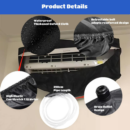 Air conditioning cleaning bag, Black Waterproof Cover for cleaning indoor units of air conditioners, with 2.9m water pipe, for home office dorm restaurant.