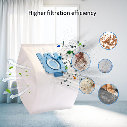 12 GN vacuum cleaner bags 3D dust bags compatible with Miele, GN dust bags compatible for Miele bags 3 HEPA filters 6 microfilters, Complete C2 C3 S2 S5 S8 for S4000, S5000, S6000 & S8000 series.