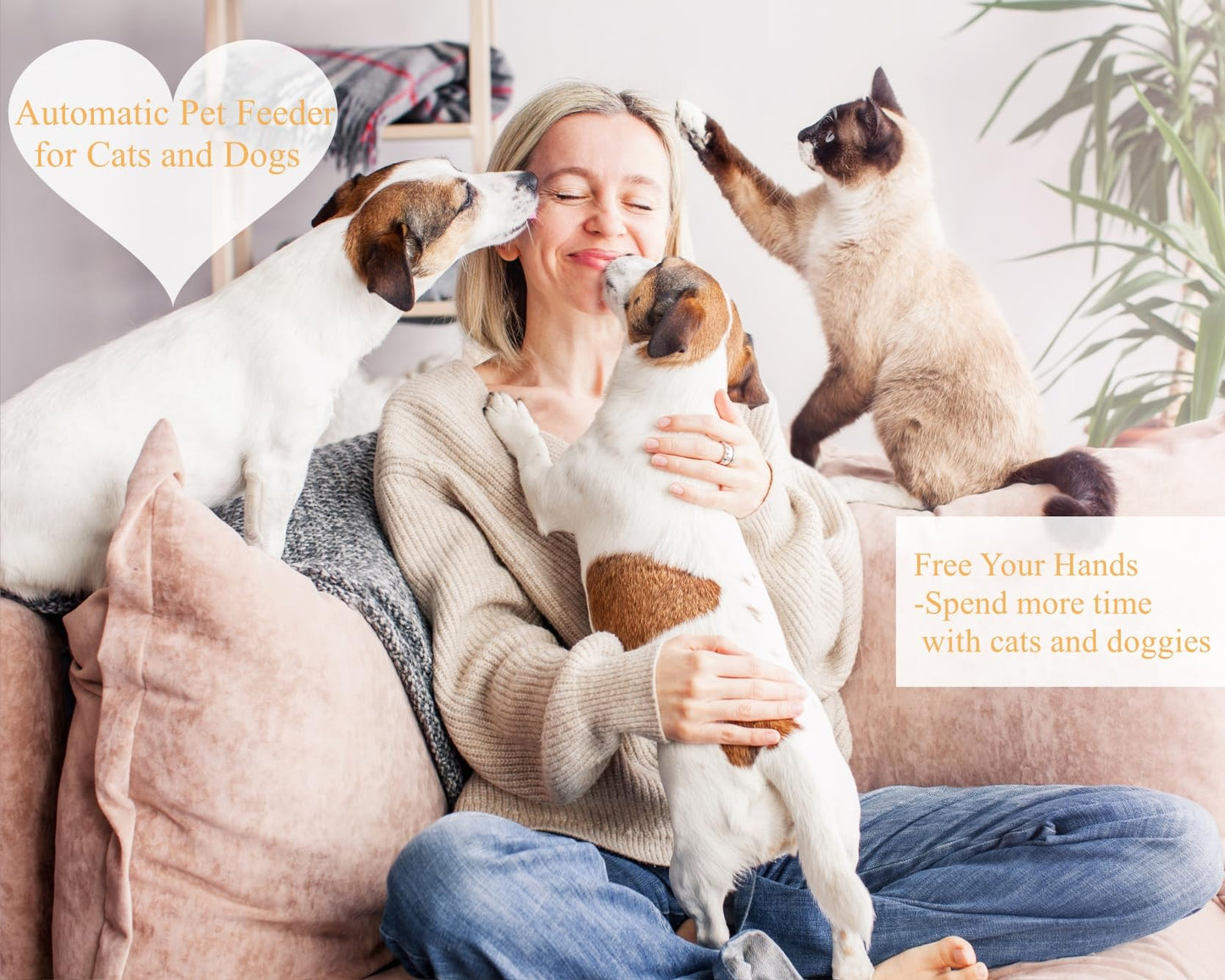 Automatic pet feeder for cats and dogs, 2 in 1 Upgraded Chip Timed Dry Pet Food Feeder with display, 48 hours freshness for semi-moist food, healthier meal for all pets.