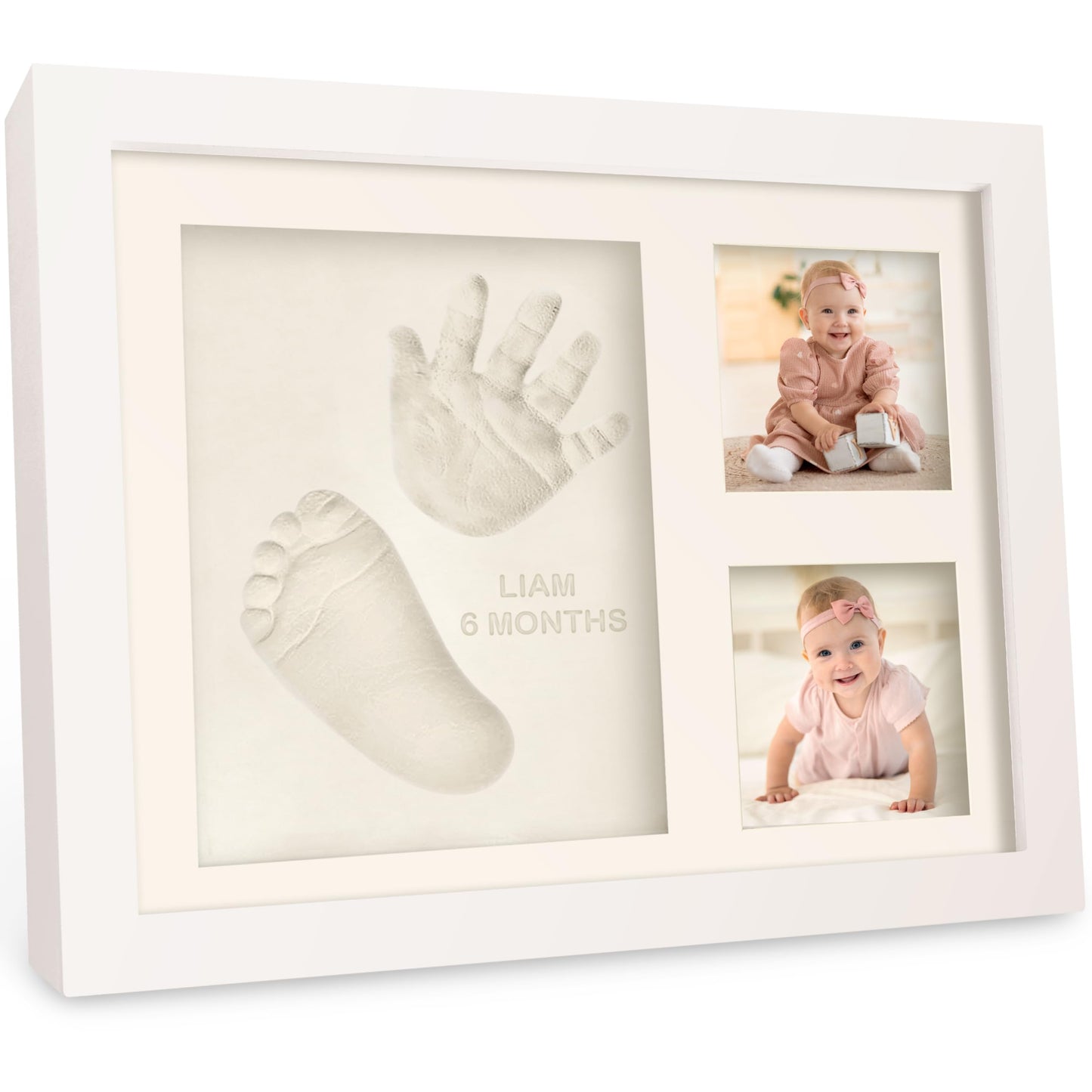 Baby handprint and footprint kit - plaster cast baby hand and foot for newborns - handprint baby picture frame - footprint baby plaster cast kit - baby shower baby imprint set (Alpine White)