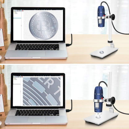 Jiusion HD 2MP USB Digital Microscope 40-1000X Portable Magnification Endoscope Camera with 8 LEDs Stable Aluminum Alloy Stand for OTG Android Mac Windows 7 8 10 11 Linux