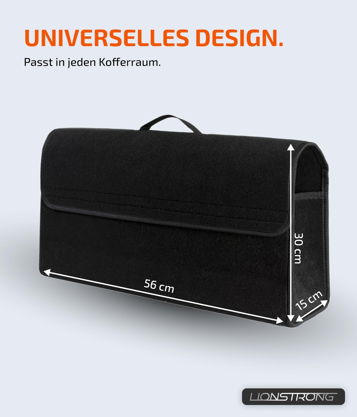 LIONSTRONG Car Trunk Organizer [PREMIUM FELT] - Foldable - Non-Slip with Velcro straps for attachment - Tool bag - Car accessories - Universally suitable for all cars.