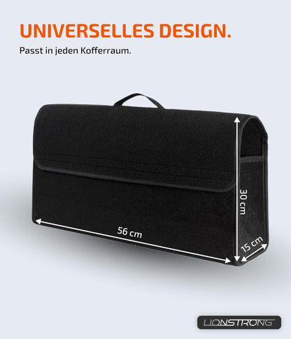 LIONSTRONG Car Trunk Organizer [PREMIUM FELT] - Foldable - Non-Slip with Velcro straps for attachment - Tool bag - Car accessories - Universally suitable for all cars.