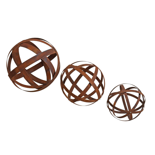 ESTEXO Rusty decorative ball Rust ball Garden ball Metal band Band iron Garden decoration Rust Metal 40 cm