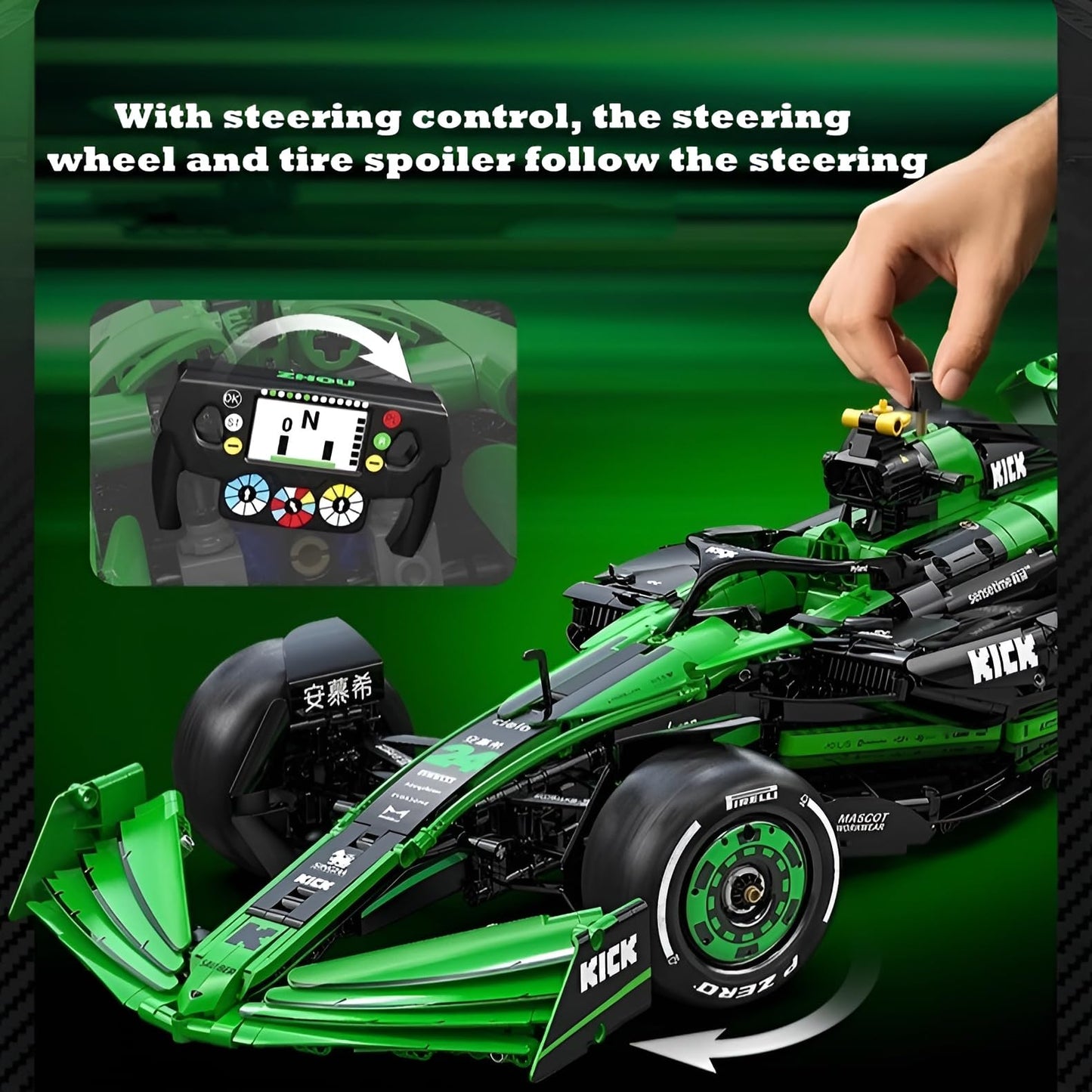 Technology F1 racing car building blocks for Kick Sauber C44, 2553 pieces 1:8 F1 sports car construction bricks toy, racing car gift for F1 fans and adults, compatible with L***
