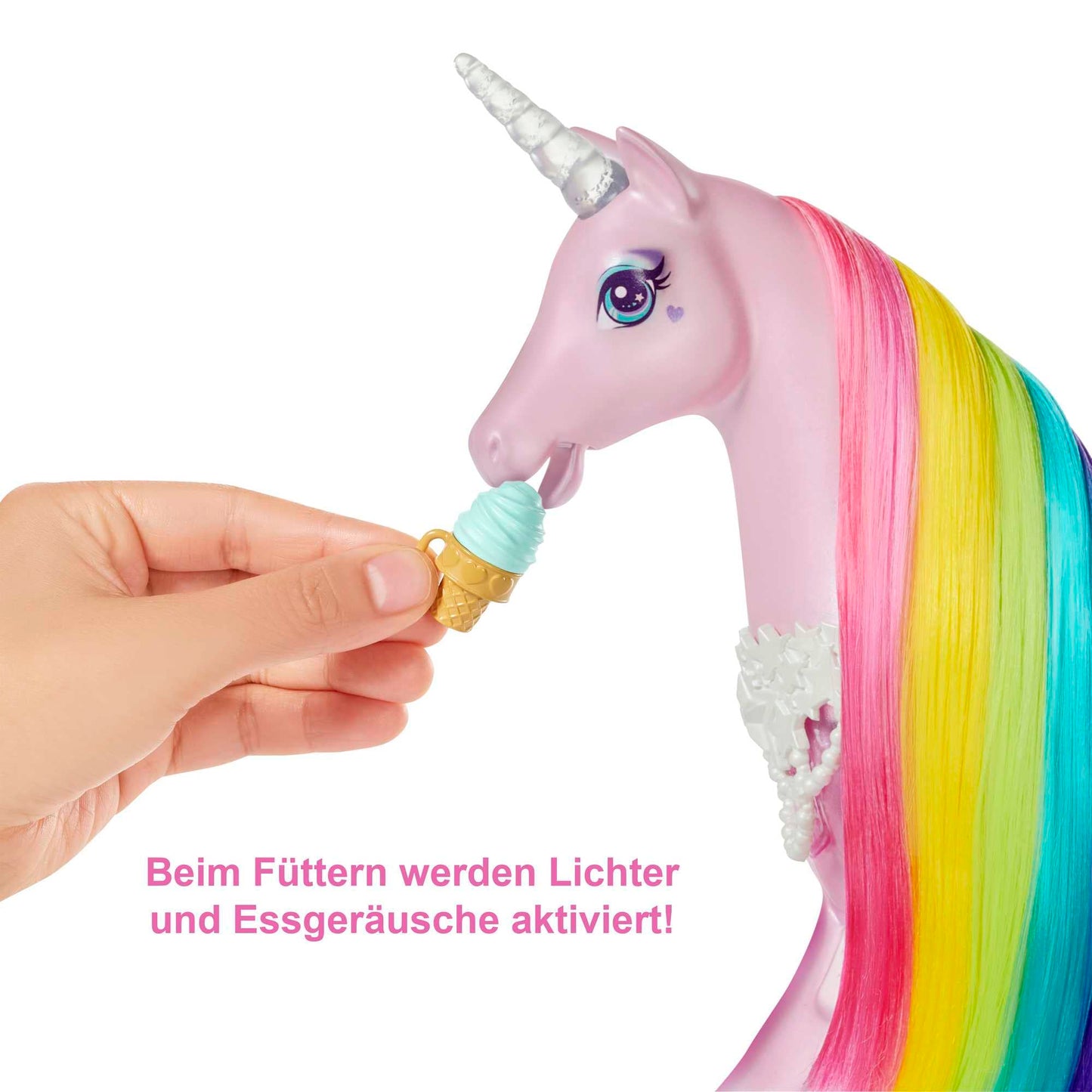 Barbie Dreamtopia Magical Lights Unicorn, with 25+ lights and sounds, includes Barbie doll and unicorn, gift for kids, toy for ages 3+, GWM78
