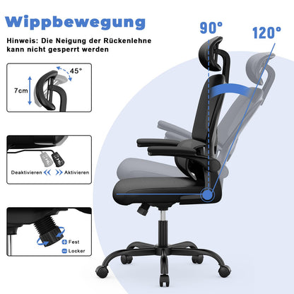 Naspaluro office chair, Ergonomic desk chair with adjustable headrest, armrests, dynamic lumbar support, swivel chair with breathable mesh cover for home office, black.