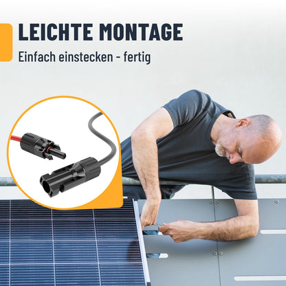 2X 5 meters of 4mm2 H1Z2Z2-K solar cable in black & red - UV-resistant PV cable for photovoltaic installation. Solar cable 4mm2 from ABSINA for easy mounting.