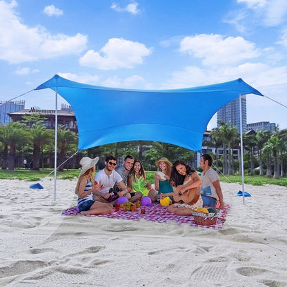 2x2m sun protection Beach Windproof Stable Beach Tent UV Protection 4-8 people sunshade beach with poles beach shelter Quick Up sun tent Sun tent Garden