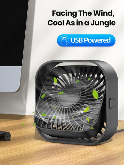TOPK USB Fan 2 Pack Mini Desk Fans Quiet Operation, USB Powered Desk Fan, 3 Speeds and 360° Rotatable Head for Home Office Bedroom Desk Desktop