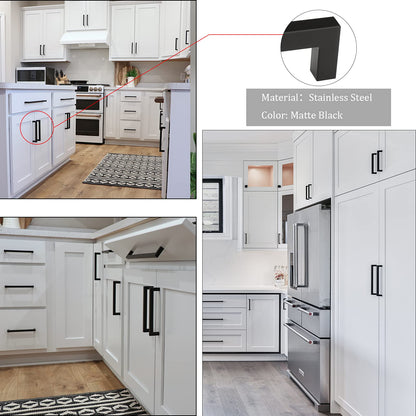 goldenwarm 25pcs Furniture Handles Stainless Steel Bar Handle Pulls Black 128mm Hole Center Kitchen Drawer Pulls Cabinet Handles Square Handle