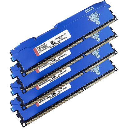 Yongxinsheng DDR3 32GB Kit (8GBx4) Desktop RAM 1866MHz PC3-14900 UDIMM Non-ECC Unbuffered 1.5V 2Rx8 Dual Rank 240 Pin CL13 PC Computer Memory Upgrade Module Memory Kit (Blue)