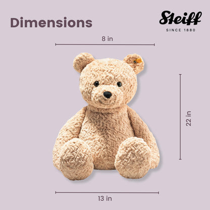 Steiff cuddly toy Jimmy teddy bear, cute plush toy for children, boys & girls, friends, stuffed animal 55 cm, light brown, 067181